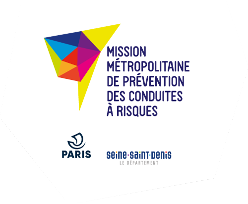 Logos de Mission métropolitaine de prévention des conduites à risques, de Ville de Paris, de Seine-Saint-Denis